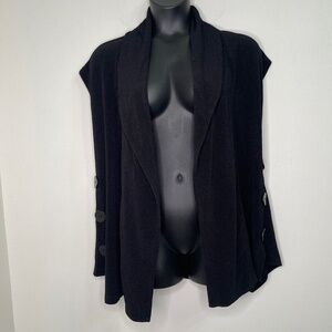 Timeless Black Sleeveless Vest with Button Detailing